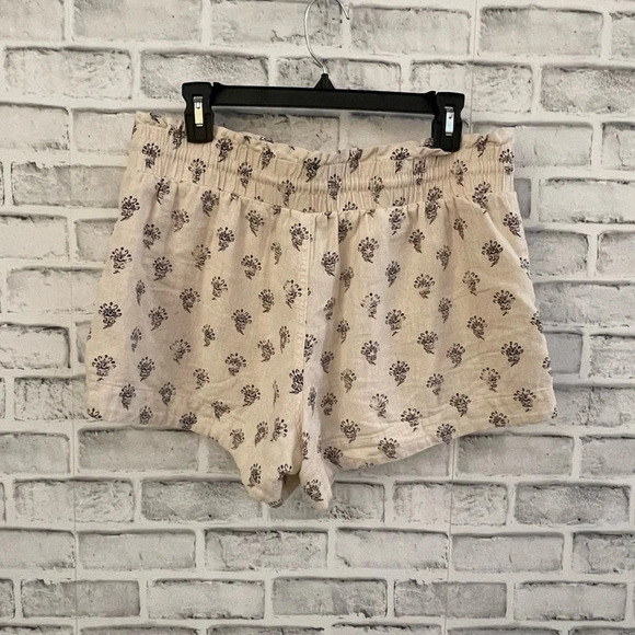 Women’s A new day cream colored print linen blend shorts high waist size Large - Picture 2 of 4